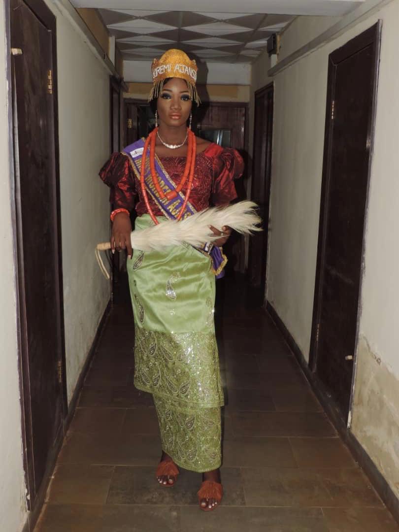 The current Queen Moremi Ajasoro dressed in a traditional Ibo outfit